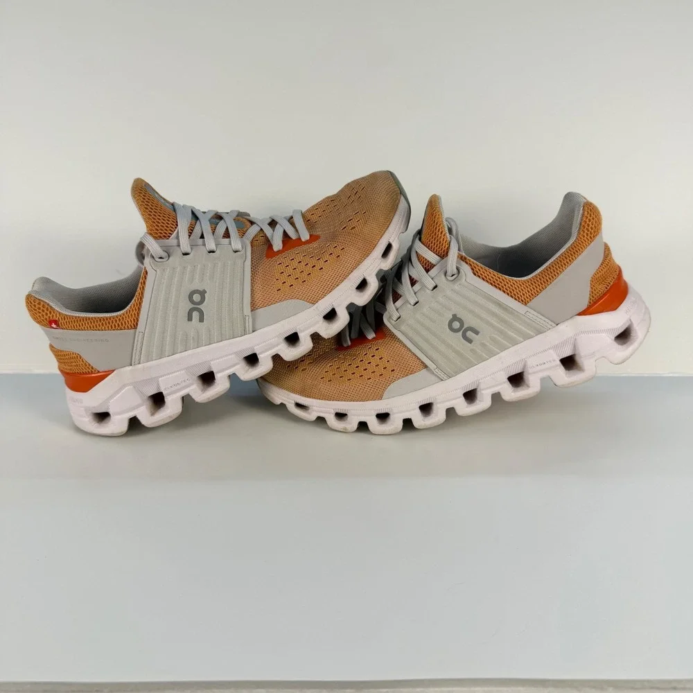 On Cloudswift Running Shoes Womens 6.5 Orange Grey Helion CloudTec Sneakers